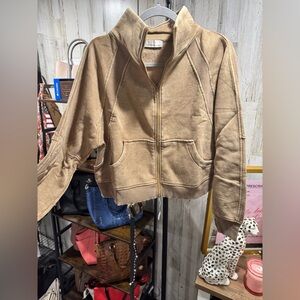 Zenana Tan Zip-Up Hoodie